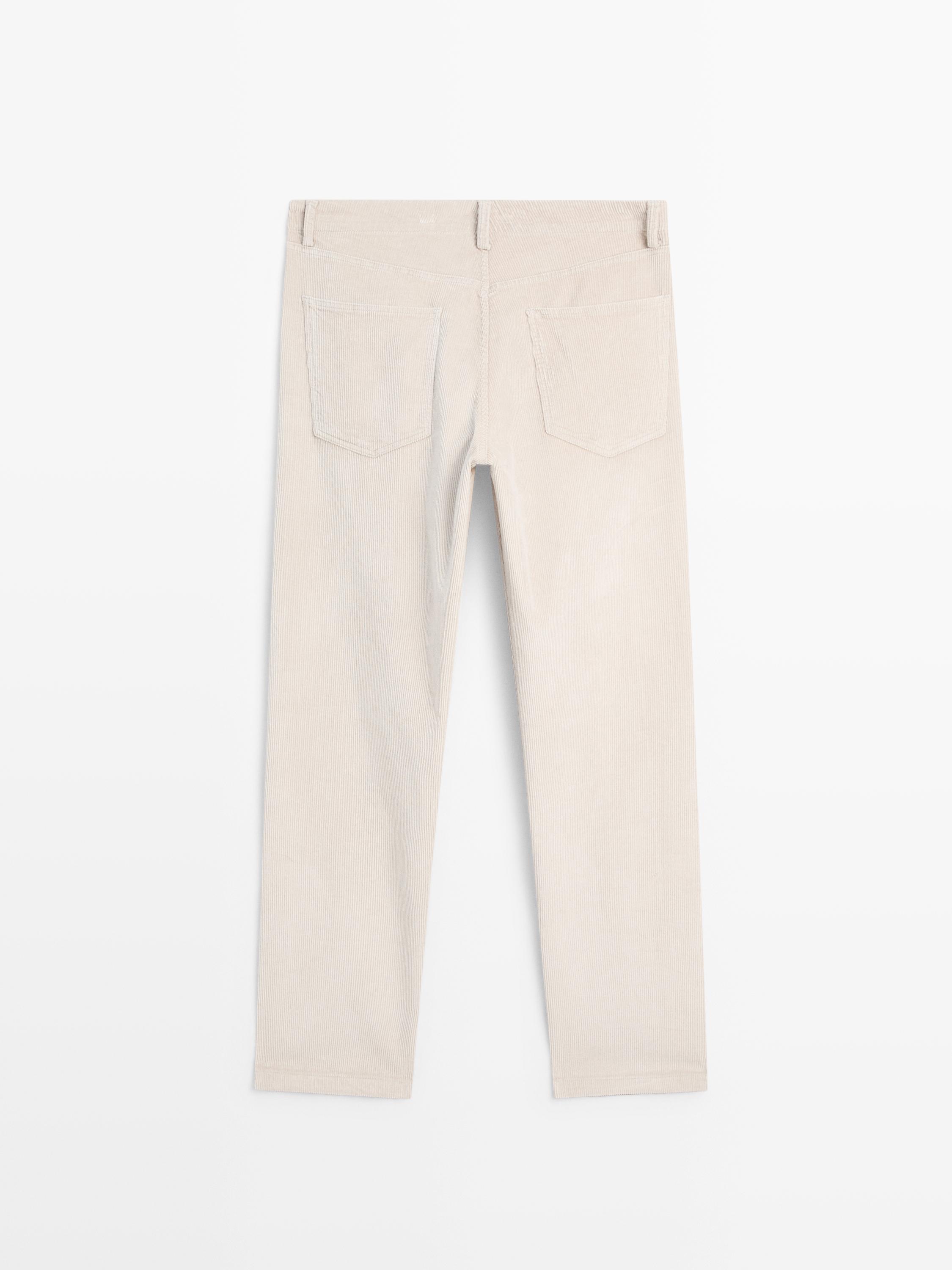 Relaxed fit corduroy denim-effect trousers
